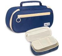 Lonely Oak Grande Trousse Scolaire, Étui à Crayons de Couleur Capacité Extra Large à Fermeture Fluide, Trousse en Tissu with Compartiments pour Fille & Garcon(Bleu)