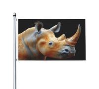 Lonely Rhino Drapeau double face 0,9 x 1,5 m - Bannière robuste pour décoration extérieure et de jardin, impression double face, facile à installer