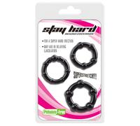 Lonely Stay Hard - set de cockrings - silicone noir - 3 pièces