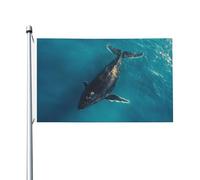 Lonely Whale Drapeau double face de 0,9 x 1,5 m - Bannière robuste d'extérieur et de jardin, parfaite pour chambre à coucher et jardin