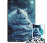 Lonely White Wolf Puzzle Bois, Puzzle Illustré, 1000 pièces | Puzzle adulte: tri par couleurs, formes ou zones du motif à son propre rythme.