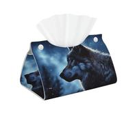 Lonely Wolf Housse de boîte à mouchoirs rectangulaire moderne en cuir synthétique pour voiture, salle de bain, chambre à coucher, bureau, décoration de table