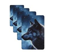 Lonely Wolf Lot de 4 cartes parfumées à suspendre pour voiture, aromathérapie, armoire, salle de bain, voiture, miroir intérieur
