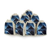 Lonely Wolf Lot de 8 sacs cadeaux en mousseline avec cordon de serrage pour Noël, fête de mariage