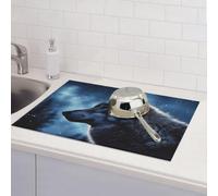 Lonely Wolf Tapis de séchage pour comptoir de cuisine Tapis de séchage en microfibre absorbant réversible lavable 45,7 x 61 cm Facile à nettoyer pour la décoration de la maison, de la cuisine, de la