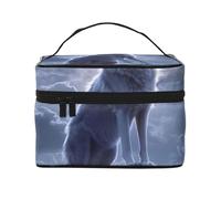 Lonely Wolf Trousse de maquillage de voyage - Organiseur de toilette portable avec compartiments zippés pour pinceaux, bouteilles et soins de la peau