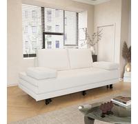 LONELYO Canape Dangle Convertible 90 × 200 cm, Clic clac 2 Places Convertible, Lit 180x200, avec Coussins réglables, Lin Blanc, Gain de Place, Style Moderne (Blanc)