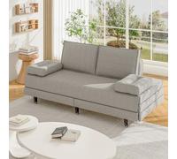 LONELYO Canape Dangle Convertible 90 × 200 cm, Clic clac 2 Places Convertible, Lit 180x200, Oreiller Amovible, Lin Gris, Gain de Place, Style Moderne (Gris)