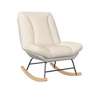 LONELYO Fauteuil à Bascule, Rocking Chair, Fauteuil Allaitement, Chaise à Bascule en Le Tissu pour Chambre à Coucher et Salon, Couleur Beige