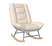 LONELYO Fauteuil à Bascule, Rocking Chair, Fauteuil Allaitement, Chaise à Bascule en Le Tissu pour Chambre à Coucher et Salon, Blanc cassé