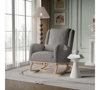 LONELYO Fauteuil à Bascule Teddy Gris pour Salon Confortable Rocking Chair Fauteuil scandinave Chaise à Bascule d’Allaitement