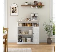 LONELYO Meuble de Cuisine, Buffet, Rangement Cuisine, 3 tiroirs et 2 Portes, Bahut de Salle a Manger, Blanc, Style scandinave