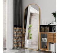 LONELYO Miroir sur Pied, 180L x 80l cm, Arqué Miroir Pleine Longueur, Miroirs Arqué avec Cadre en Métal, Support, Miroirs sur Pied Penché ou Suspendu pour Salon, Chambre, Entrée