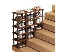 LONEU Étagère à Chaussures en Bambou, Tour à Chaussures Étroite pour Escalier Rangement des Chaussures Porte-Chaussures Vertical pour L'entrée Le Salon la Chambre à Coucher(Size:6+5+4 Tier)