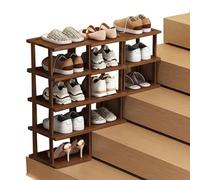 LONEU Étagère à Chaussures en Bambou, Tour à Chaussures Étroite pour Escalier Rangement des Chaussures Porte-Chaussures Vertical pour L'entrée Le Salon la Chambre à Coucher(Size:5+4+3 Tier)