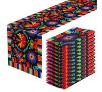 Lonfliness Lot de 12 chemins de table en lin de Mayo pour décoration de table de fête mexicaine - 183 x 33 cm de long - Chemin de table Dia De Los Muertos - Décoration de table - Jour des morts