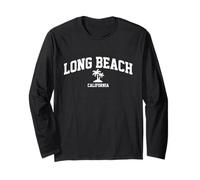Long Beach California Palm Trees Souvenir de Vacances Vintage Manche Longue