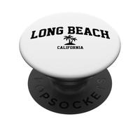 Long Beach California Palm Trees Souvenir de Vacances Vintage PopSockets PopGrip Adhésif