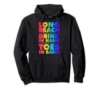 Long Beach Drink in Hand Toes in Sand California Sweat à Capuche