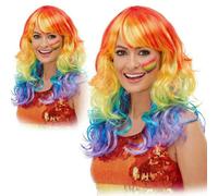 Smiffy's Perruque d'arc-en-ciel glamour Multicolore Halloween