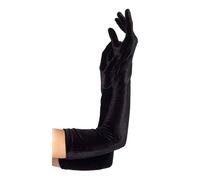 Long Brillant Satin Stretch Gants Noir