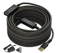 Long câble d'extension USB actif de 22,8 m, 22 AWG USB 2.0 de type A mâle vers femelle avec 2 puces d'extension amplificateur de signal, câble répéteur actif avec une alimentation CA, 5 attaches de câble - 22,8 m