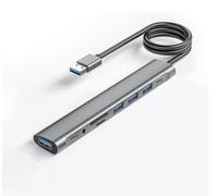 Long câble USB, adaptateur USB 3.0 à 9 ports avec 4 ports de données USB 3.0, fente pour carte SD/TF, prise jack 3,5 mm, données USB-C, répartiteur USB avec port d'alimentation USB C 5 V/3 A, câble
