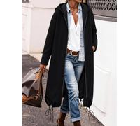Long cardigan à capuche zippé pour femme avec poches, coupe ample et | L'ourlet réglable avec cordon de serrage soutient différents styles, s'adapte parfaitement aux leggings
