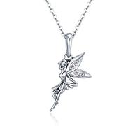 Long collier avec pendentif fée - 100% argent sterling 925 authentique pour femme