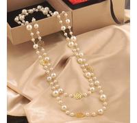 Long collier de perles d'influence coréenne japonaise avec superposition de parfum rose et chaîne en alliage de précision (perles grises)