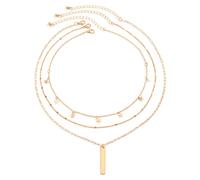 Long collier étoile en forme de Y pour femme, design en alliage de cuivre à trois couches avec placage or 14 carats réglable, parfait pour toutes les occasions