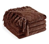 LONG CREATE Couverture en Chenille pour canapé, jeté Doux et Confortable avec Franges pour lit, Sofa, Couverture décorative en Tricot léger, Style Rustique bohème, Vert foncé,127 x 152 cm