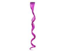 Long Curly Hair Color Piece Extensions Clip In Highlight Rainbow Streak Pink Synthetic Strands On Clips(Color22)