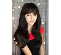Long dark brown wig, layered face frame style: Lucy dark chocolate brown #6