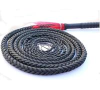 Long Fouet Totalement Fait à La Main Et Durable en Cuir Véritable Bull Whip Noir, Luxueux Fouet De Cheval Tressé - Parfait pour Le Bétail De Travail Ou Le Sport Coup De Fouet, 4.5m