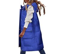 Long Gilets pour femmes UK Manteau d'hiver matelassé à capuche grande taille Parka zippée sans manches Gilet rembourré Gilet pour femme avec poche, C, 3XL