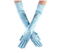 Long Gloves en Satin Gloves de Soirée Opéra des Années 20 Longueur des Coudes Extensibles Classique Élégants Long-gloves Multicolore Unisexe Style Vintagé pour Festival (01 Light blue, One Size)