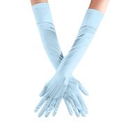 Long Gloves en Satin Gloves de Soirée Opéra des Années 20 Longueur des Coudes Extensibles Classique Élégants Long-gloves Multicolore Unisexe Style Vintagé pour Festival (02 Sky Blue, One Size)