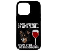 Long Haired Chihuahua Wine Lover Gift for Her Coque pour iPhone 14 Pro Max
