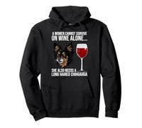 Long Haired Chihuahua Wine Lover Gift for Her Sweat à Capuche