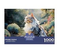 Long-Haired Kitten Full-Body Portrait 1000 Pcs Carton Extra-épais Lot de Puzzles Shining Cat Anti-Stress Jeu Créatif Puzzles pour Adultes Et Enfants 38x26cm/1000pcs