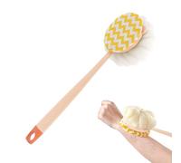 Long Handle Double-Sided Loofah Bath Scrubber Scrub Brush Shower Scrubbers for Body | Ideal for Adults Elderly Arm Leg Back Home Apartment Dorm Hotel Bathroom Skin Cleaning Bathing Support Use