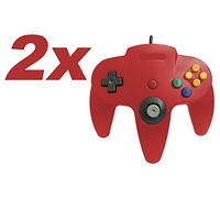 Long Handle Game Controller Classic Nintendo 64 Controller Wired Replacement Gamepad Remote Pad Joystick Fit for Original N64 Game Consoles (Red)-2PCS
