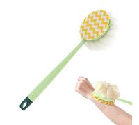 Long Handle Scrubber, Double Sided Loofah Brush, Shower Scrubber with Sturdy Grip, Body Cleaning Tool with Ergonomic Design, Home Bathroom Scrub Brush for Adults Elderly