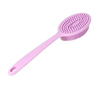 Long Handle Silicone Maintenance Brush | Ergonomic Bath & Dish Scrubber for Back/Tiles/Kitchen | Multi Functional Shower Brush with Hanging Hole, Sturdy & Skin - Friendly (Purple)