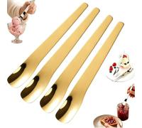 Long-Handle Stainless Steel Dessert Spoon,Reusable Ice Cream Spoons | 316L Stainless Steel Deep Spoon,Mirror Polishing Cutlery Spoons Set,Ergonomic Extended Handle,for Yogurt, Pudding, Ice Cream