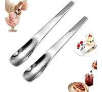 Long-Handle Stainless Steel Dessert Spoon,Reusable Ice Cream Spoons | 316L Stainless Steel Deep Spoon,Mirror Polishing Cutlery Spoons Set,Ergonomic Extended Handle,for Yogurt, Pudding, Ice Cream