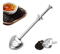 Long Handle Tea Filter, Heart-Shaped Loose Leaf Teas Steeper, Stainless Steel Telescopic Infuser, Multi-Functional Tea Strainer, Ideal for Sifting Sugar and Flour, 17x4.2cm