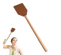 Long-Handled Beech Wood Fly Swatter - Comfortable Ergonomic Grip | Durable Leather Manual Swatter for Home | Heavy-Duty Indoor, Elegant Design