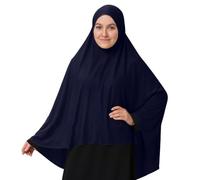 Long hijab islamique Khimar pour femme, doux musulman Ehram Ihram Ihram - Robe de prière pour la maison, le bureau, la Madrassa, l'Umrah, le Hajj, le Ramadan, l'Aïd, Cadeau, bleu marine, taille unique